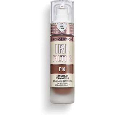 Revolution Beauty London Makeup Revolution, IRL Filter Longwear Foundation, Medium to Full Coverage, F18, 23ml Revolution Beauty London Makeup Revolution, IRL Filter Longwear Foundation, Medium to Full Coverage, F18, 23ml