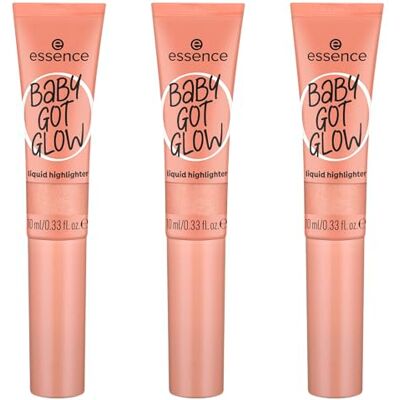 Essence Cosmetics Esence Baby Got Glow Liquid Highlighter, Nº 30, Gold, definierend, Expressergebnis, fácil de quitar, brillante, vegano, sin aceite, sin parabenos, sin micropartículas de plástico, 3 unidades (3 x 10) Essence Cosmetics Esence Baby Got Glow Liquid Highlighter, Nº 30, Gold, definierend, Expressergebnis, fácil de quitar, brillante, vegano, sin aceite, sin parabenos, sin micropartículas de plástico, 3 unidades (3 x 10)