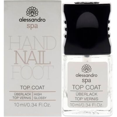 alessandro Spa Top Coat Capa superior de secado rápido para sellar esmalte de uñas, protección y brillo para las uñas, 10 ml alessandro Spa Top Coat Capa superior de secado rápido para sellar esmalte de uñas, protección y brillo para las uñas, 10 ml