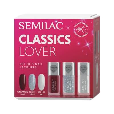 Semilac Classics Lover Set – 2 esmaltes de uñas Classic 112 Wine Red & 116 Holo Flash 9 ml + Gel Like Top Coat 9 ml Semilac Classics Lover Set – 2 esmaltes de uñas Classic 112 Wine Red & 116 Holo Flash 9 ml + Gel Like Top Coat 9 ml