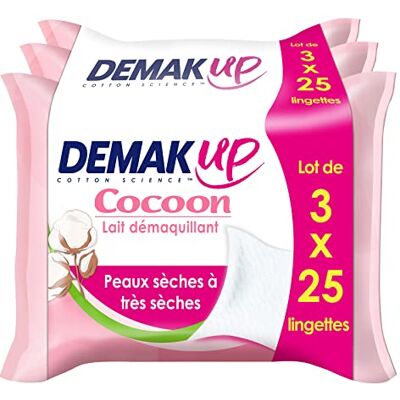 Demak'Up demak' Up Cocoon 3 paquetes de 25 toallitas leche Desmaquillante Piel Seca/sensibles Demak'Up demak' Up Cocoon 3 paquetes de 25 toallitas leche Desmaquillante Piel Seca/sensibles