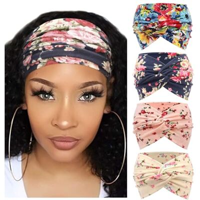 DRESHOW 4 Piezas Diadema Para Mujer Turbante Bohemia Elástico Cinta Banda para El Cabello Diadema Accesorios Para El Cabello DRESHOW 4 Piezas Diadema Para Mujer Turbante Bohemia Elástico Cinta Banda para El Cabello Diadema Accesorios Para El Cabello