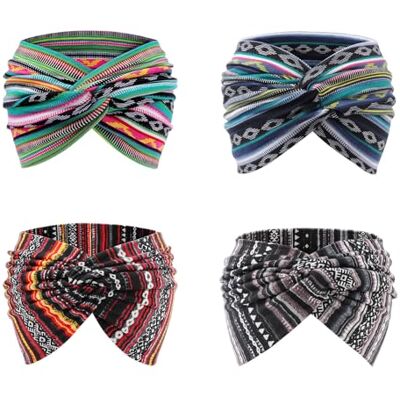 DRESHOW 4 Piezas Diadema Para Mujer Turbante Bohemia Elástico Cinta Banda para El Cabello Diadema Accesorios Para El Cabello DRESHOW 4 Piezas Diadema Para Mujer Turbante Bohemia Elástico Cinta Banda para El Cabello Diadema Accesorios Para El Cabello