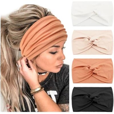 DRESHOW 4 Piezas Diadema Para Mujer Turbante Bohemia Elástico Cinta Banda para El Cabello Diadema Accesorios Para El Cabello DRESHOW 4 Piezas Diadema Para Mujer Turbante Bohemia Elástico Cinta Banda para El Cabello Diadema Accesorios Para El Cabello