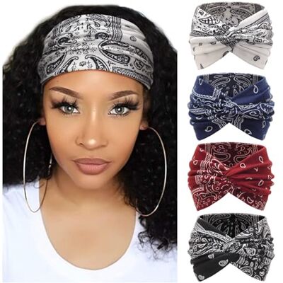 DRESHOW 4 Piezas Diadema Para Mujer Turbante Bohemia Elástico Cinta Banda para El Cabello Diadema Accesorios Para El Cabello DRESHOW 4 Piezas Diadema Para Mujer Turbante Bohemia Elástico Cinta Banda para El Cabello Diadema Accesorios Para El Cabello