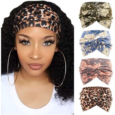 DRESHOW 4 Piezas Diadema Para Mujer Turbante Bohemia Elástico Cinta Banda para El Cabello Diadema Accesorios Para El Cabello DRESHOW 4 Piezas Diadema Para Mujer Turbante Bohemia Elástico Cinta Banda para El Cabello Diadema Accesorios Para El Cabello