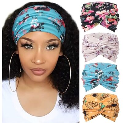 DRESHOW 4 Piezas Diadema Para Mujer Turbante Bohemia Elástico Cinta Banda para El Cabello Diadema Accesorios Para El Cabello DRESHOW 4 Piezas Diadema Para Mujer Turbante Bohemia Elástico Cinta Banda para El Cabello Diadema Accesorios Para El Cabello