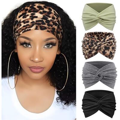 DRESHOW 4 Piezas Diadema Para Mujer Turbante Bohemia Elástico Cinta Banda para El Cabello Diadema Accesorios Para El Cabello DRESHOW 4 Piezas Diadema Para Mujer Turbante Bohemia Elástico Cinta Banda para El Cabello Diadema Accesorios Para El Cabello