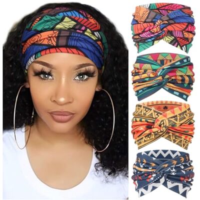 DRESHOW 4 Piezas Diadema Para Mujer Turbante Bohemia Elástico Cinta Banda para El Cabello Diadema Accesorios Para El Cabello DRESHOW 4 Piezas Diadema Para Mujer Turbante Bohemia Elástico Cinta Banda para El Cabello Diadema Accesorios Para El Cabello