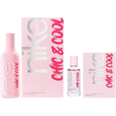 Nike Chic & Cool Promoción 150 ml + 30 ml, Colonia Mujer, Pack 2 Productos, Perfume Formato Spray, Eau de Toilette Natural y Femenina, Aroma Afrutado, Fragancia Dulce Nike Chic & Cool Promoción 150 ml + 30 ml, Colonia Mujer, Pack 2 Productos, Perfume Formato Spray, Eau de Toilette Natural y Femenina, Aroma Afrutado, Fragancia Dulce