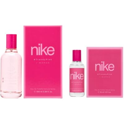 Nike Trendy Pink Promoción 100 ml + 30 ml, Colonia Mujer, Pack 2 Productos, Perfume Formato Spray, Eau de Toilette Natural y Femenina, Aroma Floral, Fragancia Fresca Nike Trendy Pink Promoción 100 ml + 30 ml, Colonia Mujer, Pack 2 Productos, Perfume Formato Spray, Eau de Toilette Natural y Femenina, Aroma Floral, Fragancia Fresca