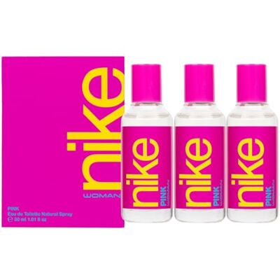 Nike Pink Pack de 3 x 30 ml, Colonia Mujer, Formato Viaje en Spray, Perfume Mujer, Eau de Toilette Natural y Femenina, Aroma Floral Afrutado, Fragancia Fresca Nike Pink Pack de 3 x 30 ml, Colonia Mujer, Formato Viaje en Spray, Perfume Mujer, Eau de Toilette Natural y Femenina, Aroma Floral Afrutado, Fragancia Fresca