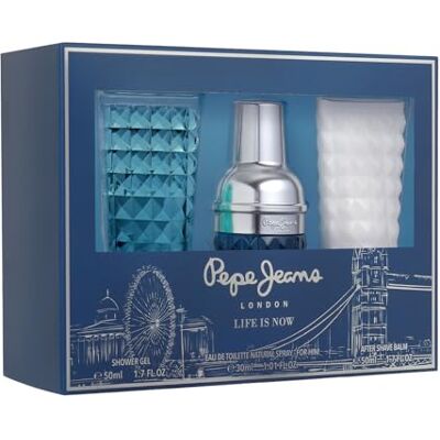 Pepe Jeans Life Is Now For Him Perfumes Hombre Estuche 3 Piezas Pack Regalo, Eau de Toilette 30ml, After Shave 50ml y Shower Gel 50ml, Set Fragancia Aromática y Amaderada Pepe Jeans Life Is Now For Him Perfumes Hombre Estuche 3 Piezas Pack Regalo, Eau de Toilette 30ml, After Shave 50ml y Shower Gel 50ml, Set Fragancia Aromática y Amaderada