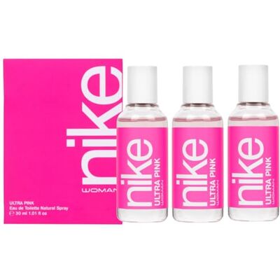 Nike Ultra Pink Pack de 3 x 30 ml, Colonia Mujer, Formato Viaje en Spray, Perfume Mujer, Eau de Toilette Natural y Femenina, Aroma Oriental Gourmand, Fragancia Fresca Nike Ultra Pink Pack de 3 x 30 ml, Colonia Mujer, Formato Viaje en Spray, Perfume Mujer, Eau de Toilette Natural y Femenina, Aroma Oriental Gourmand, Fragancia Fresca