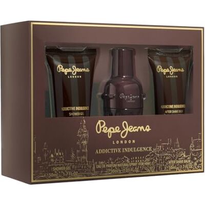 Pepe Jeans Addictive Indulgence For Him Perfumes Hombre Estuche 3 Piezas Pack Regalo, Eau de Parfum 30ml, Shower Gel 50ml y After Shave 50ml, Set Fragancia Oriental y Amaderada Pepe Jeans Addictive Indulgence For Him Perfumes Hombre Estuche 3 Piezas Pack Regalo, Eau de Parfum 30ml, Shower Gel 50ml y After Shave 50ml, Set Fragancia Oriental y Amaderada