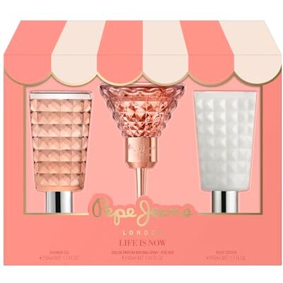 Pepe Jeans Life Is Now For Her Perfumes de Mujer Estuche 3 Piezas Pack Regalo, Eau de Parfum 30ml, Body Lotion 50ml y Shower Gel 50ml, Set Fragancia Floral y Oriental Pepe Jeans Life Is Now For Her Perfumes de Mujer Estuche 3 Piezas Pack Regalo, Eau de Parfum 30ml, Body Lotion 50ml y Shower Gel 50ml, Set Fragancia Floral y Oriental