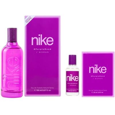 Nike Purple Mood Promoción 150 ml + 30 ml, Colonia Mujer, Pack 2 Productos, Perfume Formato Spray, Eau de Toilette Natural y Femenina, Aroma Floral Gourmand, Fragancia Fresca Nike Purple Mood Promoción 150 ml + 30 ml, Colonia Mujer, Pack 2 Productos, Perfume Formato Spray, Eau de Toilette Natural y Femenina, Aroma Floral Gourmand, Fragancia Fresca