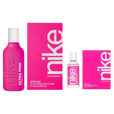 Nike Ultra Pink Promoción 100 ml + 30 ml, Colonia Mujer, Pack 2 Productos, Perfume Formato Spray, Eau de Toilette Natural y Femenina, Aroma Oriental Gourmand, Fragancia Fresca Nike Ultra Pink Promoción 100 ml + 30 ml, Colonia Mujer, Pack 2 Productos, Perfume Formato Spray, Eau de Toilette Natural y Femenina, Aroma Oriental Gourmand, Fragancia Fresca