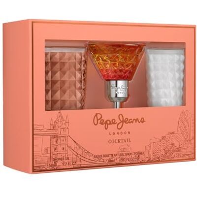 Pepe Jeans Cocktail Edition For Her Perfumes de Mujer Estuche 3 Piezas Pack Regalo, Eau de Toilette 30ml, Body Lotion 50ml y Shower Gel 50ml, Set Fragancia Floral y Afrutada Pepe Jeans Cocktail Edition For Her Perfumes de Mujer Estuche 3 Piezas Pack Regalo, Eau de Toilette 30ml, Body Lotion 50ml y Shower Gel 50ml, Set Fragancia Floral y Afrutada