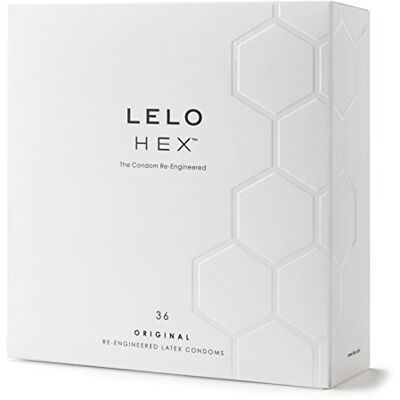 LELO HEX Preservativos Finos Ligeramente Lubricados para Hombre, Pack de 36 Condones de Pene Que, en Vez de Puntos o Estrías, Tienen Celdas Hexagonales LELO HEX Preservativos Finos Ligeramente Lubricados para Hombre, Pack de 36 Condones de Pene Que, en Vez de Puntos o Estrías, Tienen Celdas Hexagonales