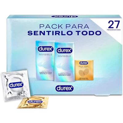 Durex , Pack Sensitivo Invisible, Preservativos , Invisible Extra Sensitivo, Real Feel, 27 Condones Durex , Pack Sensitivo Invisible, Preservativos , Invisible Extra Sensitivo, Real Feel, 27 Condones