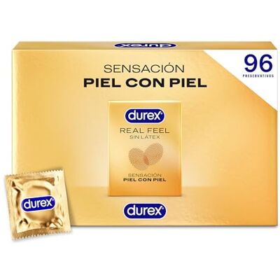 Durex Preservativos Real Feel, sin látex, Pack 96 condones Durex Preservativos Real Feel, sin látex, Pack 96 condones