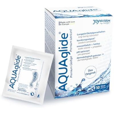 JOYDIVISION Original AQUAglide 50x3 ml gel lubricante Natural, lubricante cristalino y vegano, pH optimizado y compatible con preservativos de látex JOYDIVISION Original AQUAglide 50x3 ml gel lubricante Natural, lubricante cristalino y vegano, pH optimizado y compatible con preservativos de látex