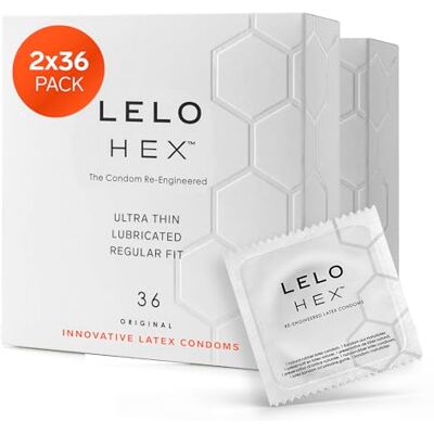 LELO HEX Original Condones Ultrafinos con Mayor Resistencia, Preservativos para Hombre, 54 mm de Diámetro (Paquete de 72) LELO HEX Original Condones Ultrafinos con Mayor Resistencia, Preservativos para Hombre, 54 mm de Diámetro (Paquete de 72)