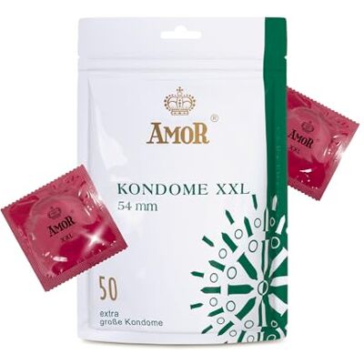 AMOR Preservativos Premium XXL Ultrasensitive, Ø 54 mm, transparente, paquete de 50 AMOR Preservativos Premium XXL Ultrasensitive, Ø 54 mm, transparente, paquete de 50