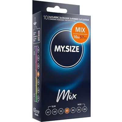 MY.SIZE Mix Condones, tamaño 4, 57 mm, paquete estándar, contenido de 10 unidades MY.SIZE Mix Condones, tamaño 4, 57 mm, paquete estándar, contenido de 10 unidades