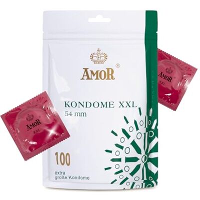 AMOR Preservativos Premium XXL Ultrasensitive, Ø 54 mm, transparente, paquete de 100 AMOR Preservativos Premium XXL Ultrasensitive, Ø 54 mm, transparente, paquete de 100