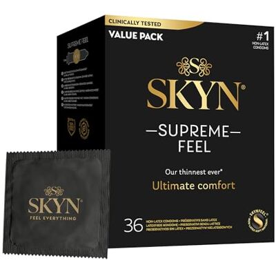 SKYN Supreme Feel – Preservativos sin látex de poliisopreno – ultrafinos y lubricados, 36 unidades SKYN Supreme Feel – Preservativos sin látex de poliisopreno – ultrafinos y lubricados, 36 unidades