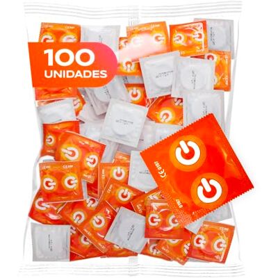 ON) Condones Estimulantes, Paquete de 100 unidades, Grosor de pared delgado de 0,07 mm, 54 mm de ancho ON) Condones Estimulantes, Paquete de 100 unidades, Grosor de pared delgado de 0,07 mm, 54 mm de ancho