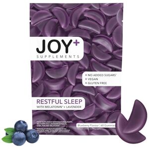 joy + supplements JOY+ RESTFUL SLEEP Gominolas para Dormir con Melatonina, Lavanda, Amapola California, Amapola Roja y GABA. Sabor Arándanos. 60 Gummies. Ayuda a conciliar el sueño. Sin Gluten joy + supplements JOY+ RESTFUL SLEEP Gominolas para Dormir con Melatonina, Lavanda, Amapola California, Amapola Roja y GABA. Sabor Arándanos. 60 Gummies. Ayuda a conciliar el sueño. Sin Gluten