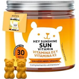 Bears with Benefits Vitamina D3 K2 Hey Sunshine – Gominolas con vitamina D3 25 µg (1000 UI) y K2 – Función normal del sistema inmunitario – 30 unidades (1 mes) – Sin azúcar, Veganas – Bears with Benefits Vitamina D3 K2 Hey Sunshine – Gominolas con vitamina D3 25 µg (1000 UI) y K2 – Función normal del sistema inmunitario – 30 unidades (1 mes) – Sin azúcar, Veganas –