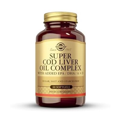 Solgar Super Cod Liver Oil Complex 30 Cápsulas Blandas Ácidos grasos esenciales con vitaminas A y D · Favorece salud cerebral y visual Solgar Super Cod Liver Oil Complex 30 Cápsulas Blandas Ácidos grasos esenciales con vitaminas A y D · Favorece salud cerebral y visual