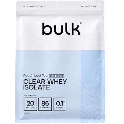 Bulk Clear Whey Isolate Menos Dulce Té Helado de Melocotón 20g de Proteína por Porción Bajo en Azúcar Sabor Afrutado 86 Calorías Absorción Rápida Bebida Proteica 2kg Bulk Clear Whey Isolate Menos Dulce Té Helado de Melocotón 20g de Proteína por Porción Bajo en Azúcar Sabor Afrutado 86 Calorías Absorción Rápida Bebida Proteica 2kg