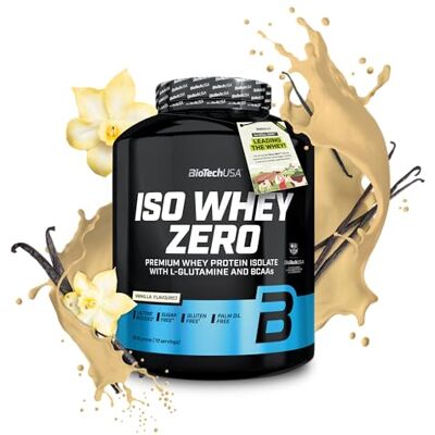 BioTechUSA Iso Whey Zero Aislado de suero de leche con BCAA y glutamina Alto contenido en proteínas Alimentado con pasto Bajo en lactosa, sin azúcares, sin gluten 1816 g, Vainilla BioTechUSA Iso Whey Zero Aislado de suero de leche con BCAA y glutamina Alto contenido en proteínas Alimentado con pasto Bajo en lactosa, sin azúcares, sin gluten 1816 g, Vainilla