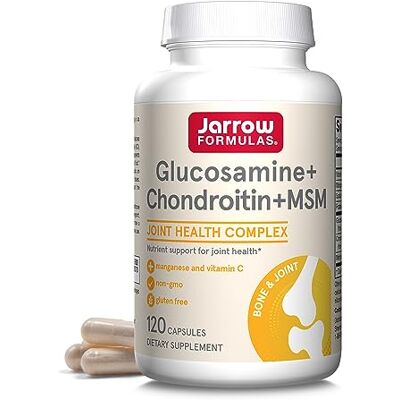 Jarrow Formulas Glucosamine con Chondroitin y Msm 120 Cápsulas Suplemento de apoyo articular con vitamina C y manganeso, salud ósea y articular, 120 cápsulas, suministro para 30 días Jarrow Formulas Glucosamine con Chondroitin y Msm 120 Cápsulas Suplemento de apoyo articular con vitamina C y manganeso, salud ósea y articular, 120 cápsulas, suministro para 30 días