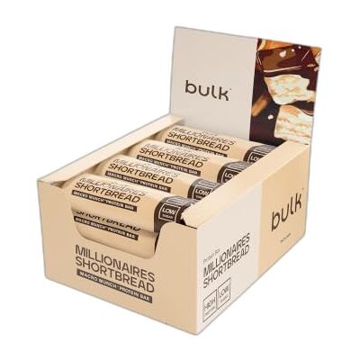Bulk Macro Munch Barrita Proteica, 62g Magnificent Millionaires Shortbread, 12 x, 20g de proteína por barrita, Baja en azúcar, Alta en fibra, Triple capa Bulk Macro Munch Barrita Proteica, 62g Magnificent Millionaires Shortbread, 12 x, 20g de proteína por barrita, Baja en azúcar, Alta en fibra, Triple capa