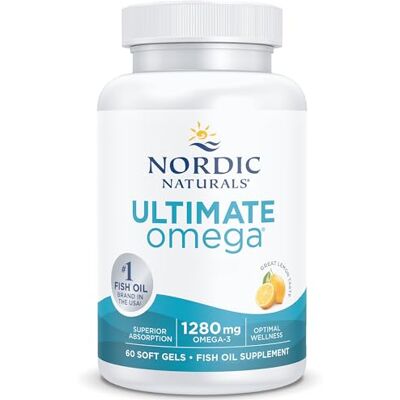 Nordic Naturals , Ultimate Omega-3, 1280mg, con EPA y DHA, Dosis Alta, Sabor Limón, 60 Cápsulas blandas, Testado en Laboratorio, Sin Soja, Sin Gluten, No GMO Nordic Naturals , Ultimate Omega-3, 1280mg, con EPA y DHA, Dosis Alta, Sabor Limón, 60 Cápsulas blandas, Testado en Laboratorio, Sin Soja, Sin Gluten, No GMO
