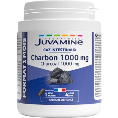 JUVAMINE Carbón vegetal 1000 mg, Digestión, gases e hinchazón, 120 cápsulas Bienestar intestinal, equilibrio digestivo, estómago menos hinchado, reduce la flatulencia, fabricado en Francia JUVAMINE Carbón vegetal 1000 mg, Digestión, gases e hinchazón, 120 cápsulas Bienestar intestinal, equilibrio digestivo, estómago menos hinchado, reduce la flatulencia, fabricado en Francia