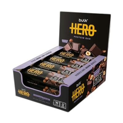 Bulk Hero Barrita de Proteínas, Chocolate Avellana, 12 Barritas Bulk Hero Barrita de Proteínas, Chocolate Avellana, 12 Barritas