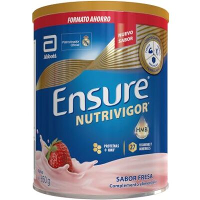 Ensure Nutrivigor Fresa 850 g, Nutrición para Adultos con proteínas Complemento alimenticio, HMB, Proteina, Vitaminas, Minerales, Fuerza, Energia, Calcio, Magnesio, Zinc, Vitamina C, Vitamina B Ensure Nutrivigor Fresa 850 g, Nutrición para Adultos con proteínas Complemento alimenticio, HMB, Proteina, Vitaminas, Minerales, Fuerza, Energia, Calcio, Magnesio, Zinc, Vitamina C, Vitamina B