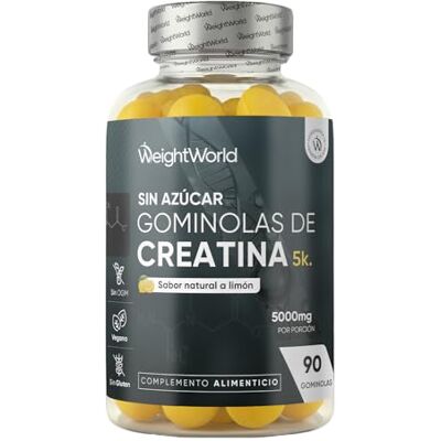 WeightWorld Gominolas de Creatina Monohidratada 5000mg Sin Azúcar ni Gluten 90 Gominolas,Gomitas Pre Entreno, Sabor Limón de Creatina Monohidrato Suplemento para el Gym, Sin OGM WeightWorld Gominolas de Creatina Monohidratada 5000mg Sin Azúcar ni Gluten 90 Gominolas,Gomitas Pre Entreno, Sabor Limón de Creatina Monohidrato Suplemento para el Gym, Sin OGM