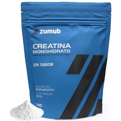 Zumub Creatina Monohidratada en Polvo 1kg, Pureza: 99,5%, 283 dosis Micronizada Con Dosificador Sín Sabor Aumenta Fuerza, Volumen y Rendimiento Físico Zumub Creatina Monohidratada en Polvo 1kg, Pureza: 99,5%, 283 dosis Micronizada Con Dosificador Sín Sabor Aumenta Fuerza, Volumen y Rendimiento Físico