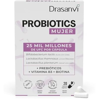 Drasanvi Probioticos Mujer 25000 Millones UFC en 20 Capsulas Sin Gluten Drasanvi Probioticos Mujer 25000 Millones UFC en 20 Capsulas Sin Gluten