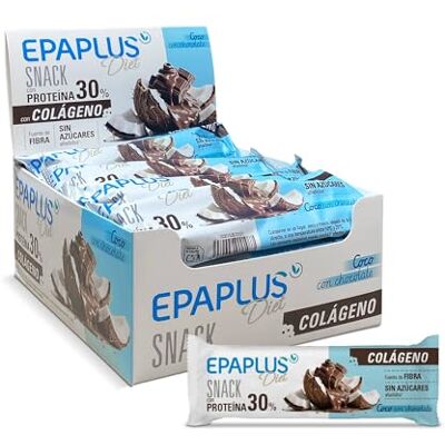 EPAPLUS Diet Barrita Proteína Colágeno Coco con Chocolate 50 g Pack 12 Cada barrita aporta 30% proteínas, 6 g de colágeno y fibra, sin azúcares añadidos EPAPLUS Diet Barrita Proteína Colágeno Coco con Chocolate 50 g Pack 12 Cada barrita aporta 30% proteínas, 6 g de colágeno y fibra, sin azúcares añadidos