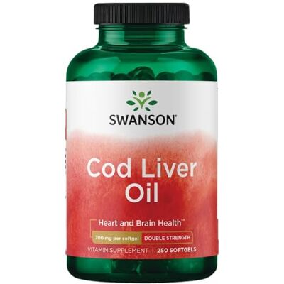 Swanson Cod Liver Oil, 700mg Double-Strength 250 softgels Swanson Cod Liver Oil, 700mg Double-Strength 250 softgels