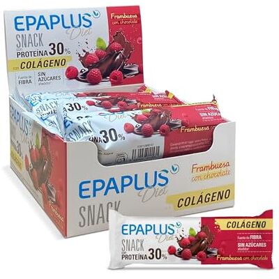 EPAPLUS Diet Barrita Proteína Colágeno Frambuesa chocolate 50 g Pack 12 Cada barrita aporta 30% proteínas, 6 g de colágeno y fibra, sin azúcares añadidos EPAPLUS Diet Barrita Proteína Colágeno Frambuesa chocolate 50 g Pack 12 Cada barrita aporta 30% proteínas, 6 g de colágeno y fibra, sin azúcares añadidos